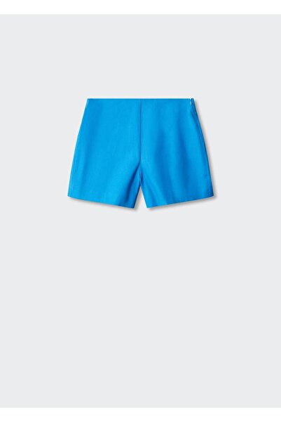 MANGO Woman Yüksek belli keten şort