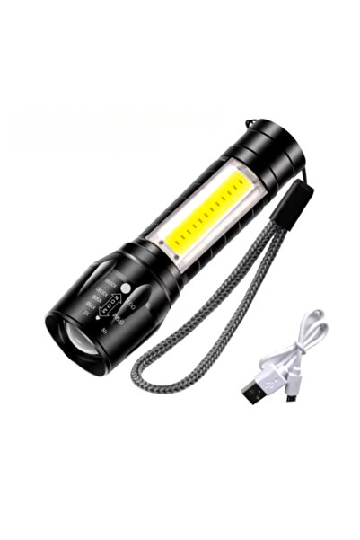 farissu Mini Şarj Edilebilir LED El Feneri – 3 Modlu, Ayarlanabilir Zoom ve S...