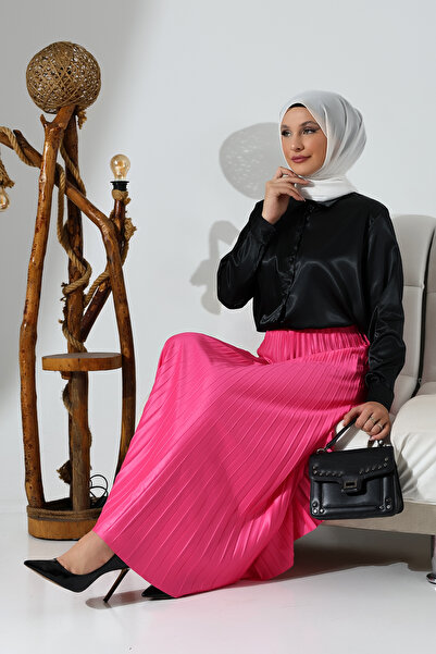Moda Şalcım Piliseli Etek [FUŞYA]