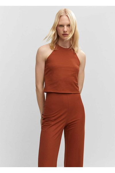 MANGO Woman Pletená halenka s ohlávkou