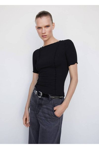 MANGO Woman T-shirt with decorative stitching