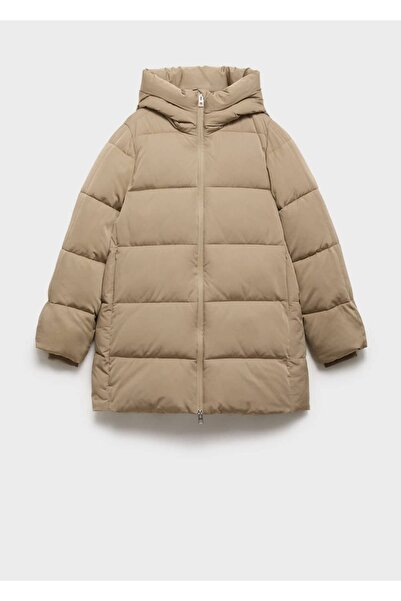 MANGO Woman Kapüşonlu midi kapitone anorak