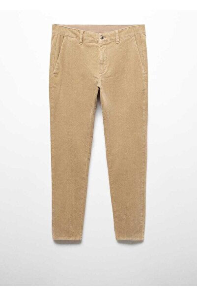 MANGO Man Dar Kesim Crop Fitilli Kadife Pantolon
