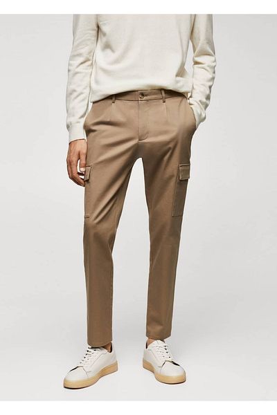 MANGO Man Βαμβακερό παντελόνι Cargo Slim Cut