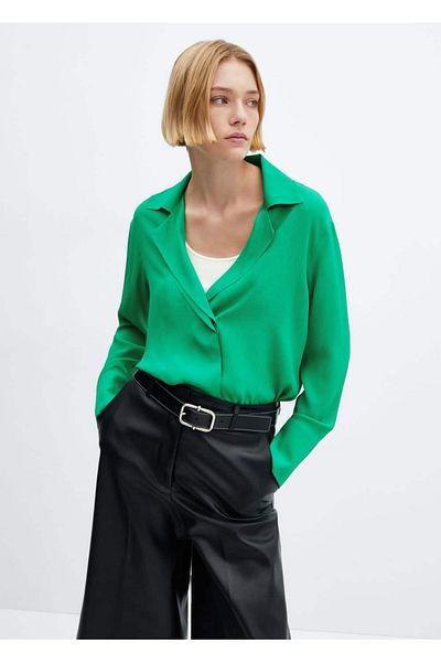 MANGO Woman Camasa cu guler deschis fara nasturi