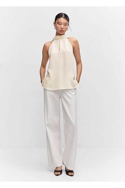 MANGO Woman Bluză cu guler cu halter