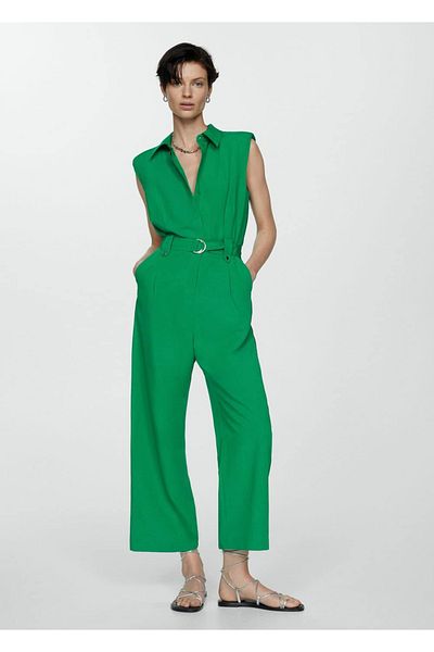 MANGO Woman Pants with belt and pens