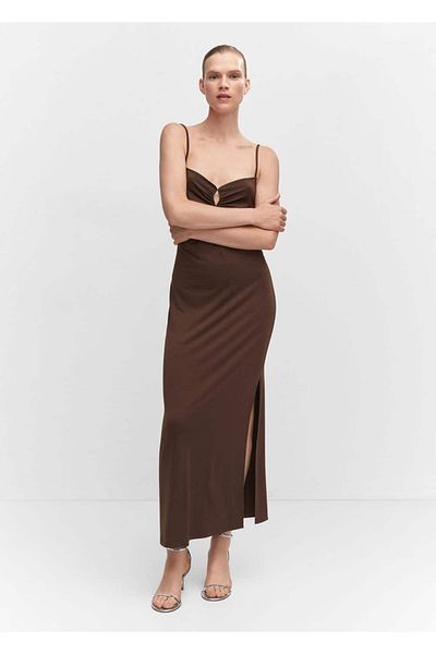 MANGO Woman Ζαρωμένο ανοιγόμενο φόρεμα