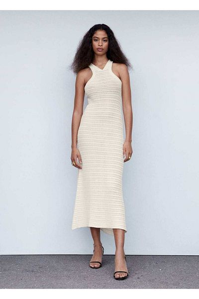 MANGO Woman Halter Neck Lace Dress
