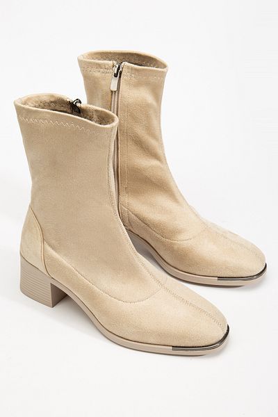 DENORA Μπεζ Mink Skin Nude Socks Stretch Ankle Boots