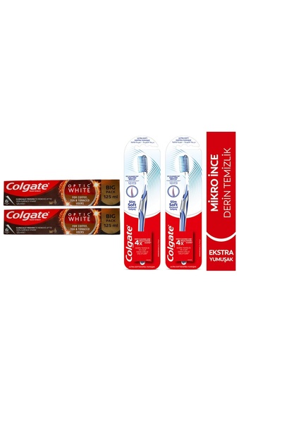 Colgate Optic White Kahve Çay Tütün Kullanıcıları Macun 125Ml+Mikro Ince Adva...