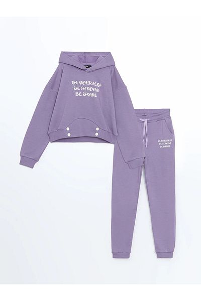 LC Waikiki Lcw Kids Lilac Hooded Girls Tracksuit Set