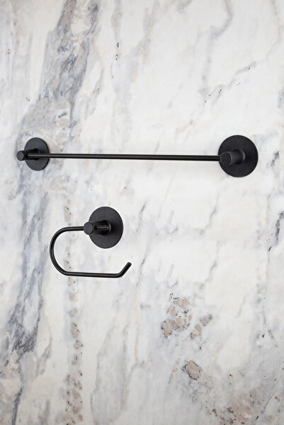 MultiStore Siyah Yuvarlak Yapışkanlı Uzun Havluluk / Açık Tuvalet Kağıtlığı 2...