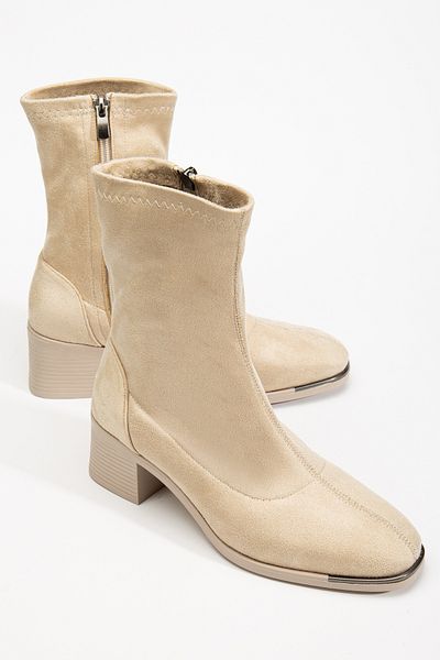 DENORA Μπεζ Mink Skin Nude Socks Stretch Ankle Boots