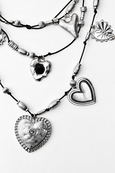 neslyaccessories Silver Vintage Üçlü İp Kolye