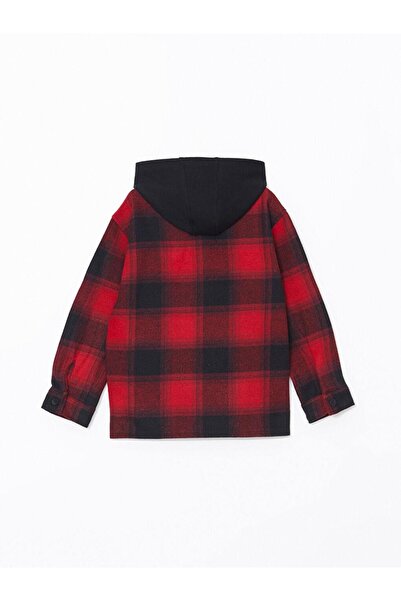 LC Waikiki Kids Kırmızı Kapüşonlu Ekose Erkek Çocuk Gömlek Ceket
