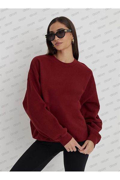 CROFT Women's Burgundy Crew Neck Oversize Sweatshirt