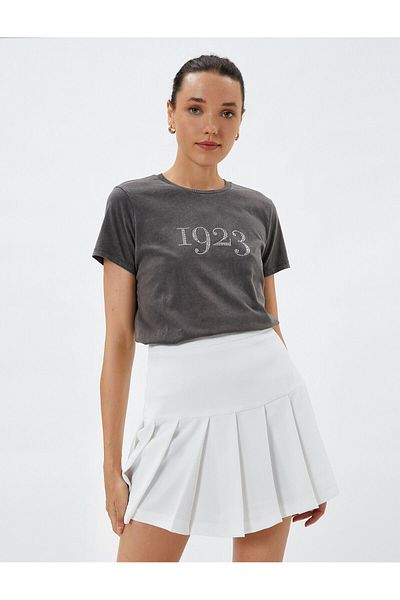 Koton 1923 Embroidered T-Shirt Crew Neck Short Sleeve 100thYear Special