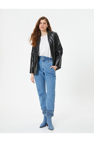 Koton Blugi cu talie inalta cu talie elastica - Baggy Jean
