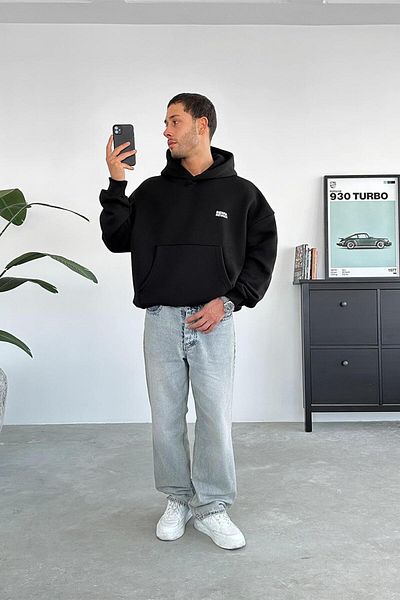 HAFKAGİYİM Унисекс черен суитшърт с качулка Sierra Nevada Oversize Relaxed Cut