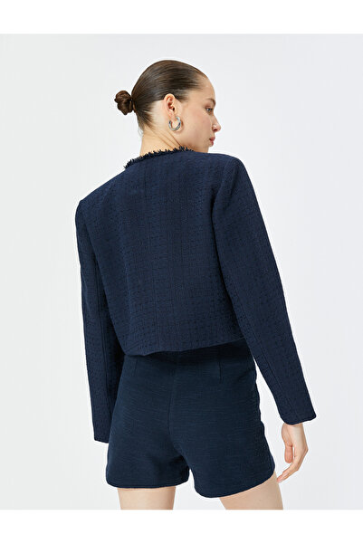 Koton Укорочено сако от туид със златни копчета и кръгла яка с джоб