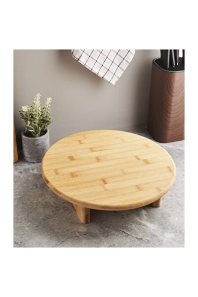 abnturk Bambu yuvarlak yükseltici sunumluk 33 cm 8 cm yükseklik