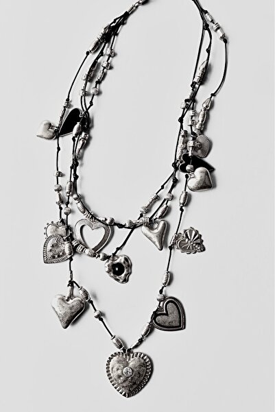 neslyaccessories Silver Vintage Üçlü İp Kolye