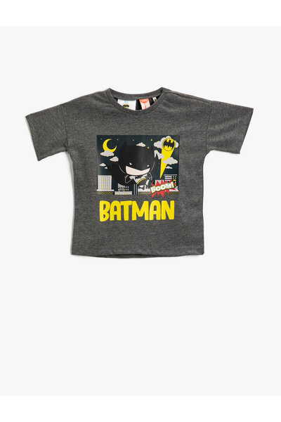 Koton Batman Lisanslı Baskılı Bisiklet Yaka Kısa Kollu Tişört Pamuklu