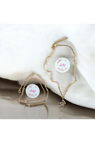Detay Set of 2 Butterfly Necklaces and Bracelets