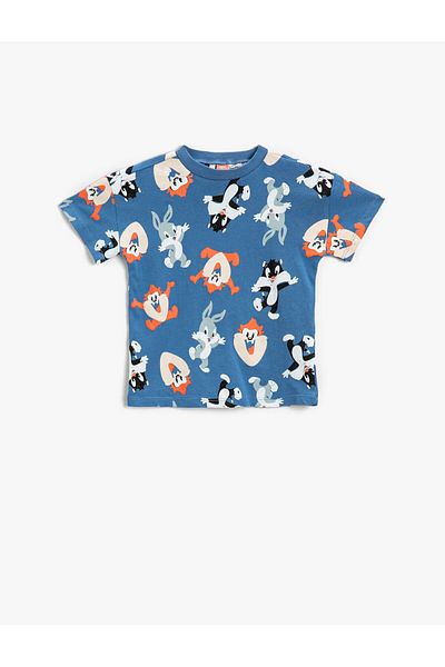 Koton Walt Disney Cartoon Characters Printed Short Sleeve Licensed T-Shirt Cotton