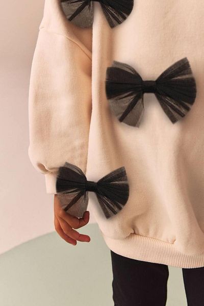 Magu Bow Pattern Cotton Sweatshirt Leggings Set Bottom-Top Set Girls