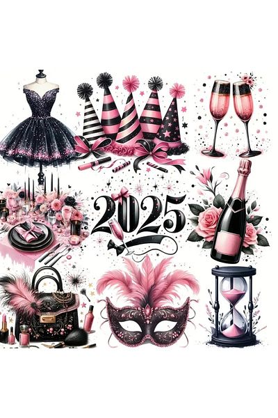 Major Selection Σετ αυτοκόλλητων με θέμα το 2025 vintage y2k pink black lover 20's