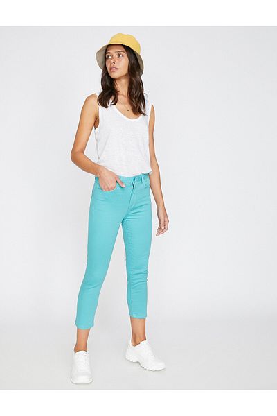 Koton Women's Green Pocket Detailed Trousers 9YAL41331MW
