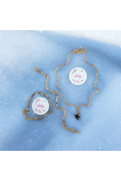 Detay Set of 2 Star Necklace and Bracelet