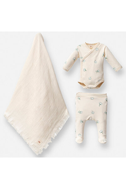 Minisse Pamuk Zıbın Ve Ayaklı Alt Takım Koza Battaniyeli Set