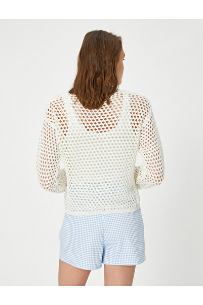 Koton Ζακέτα με ανοιχτό βελονάκι με V λαιμόκοψη