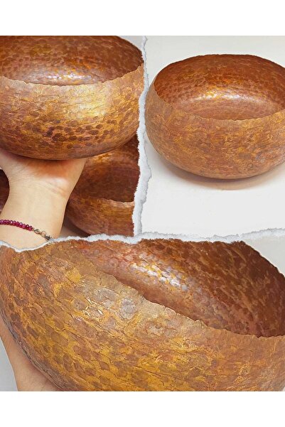 Yasamtohumu Dekoratif Otantik El Yapımı Bakır Bowl Kase Büyük Boy