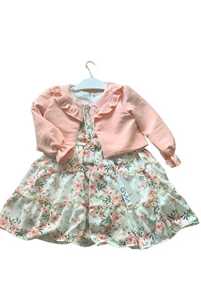 YusGos Baby Girl Dress Cardigan Tulle Bottom Set (Powder)