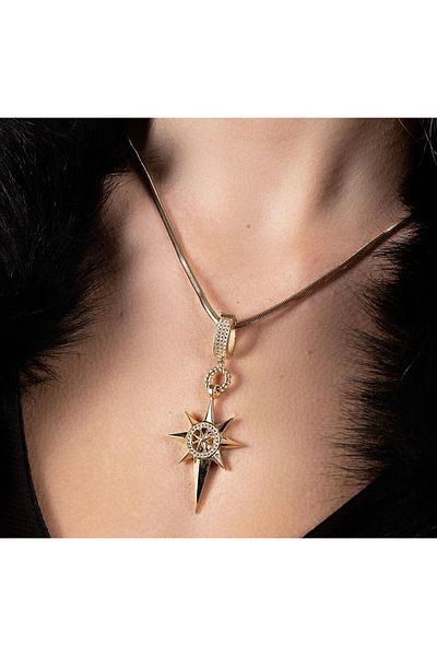 AKSESUARIM Zircon Stone, Steel, Non-Tarnishing, Antiallergic, Stylish Pole Star Pendant