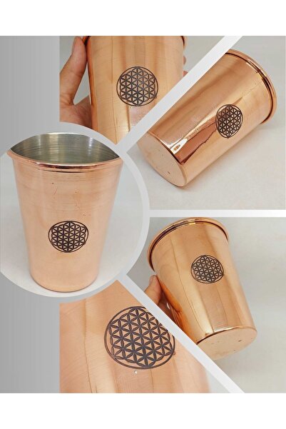 Yasamtohumu Otantik El Yapımı Yaşam Çiçeği Desenli Bakır Bardak (55540)