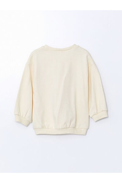 LC Waikiki Ecru Crew Neck Girl's Sweatshirt