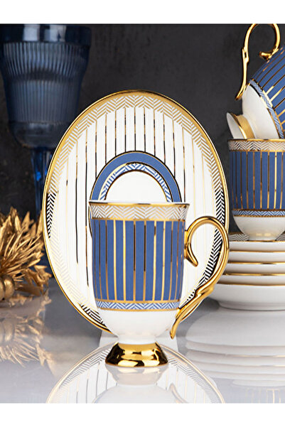 Kosova RSY-146 GOLD MAVİ DETAYLI LÜX KAHVE FİNCAN TAKIMI 90CC