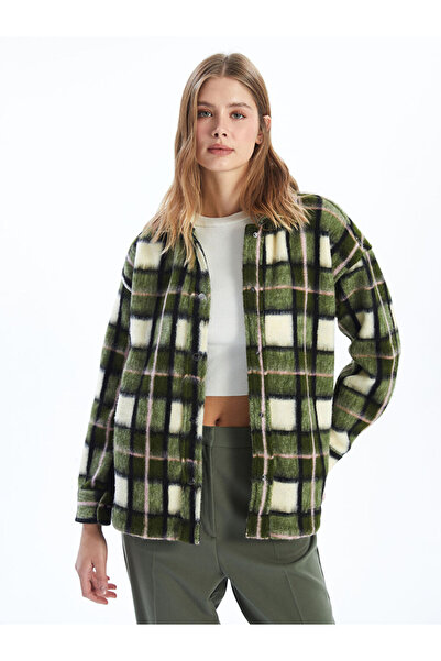 LC Waikiki Patterned Oversize Women's Plush Shirt Jacket