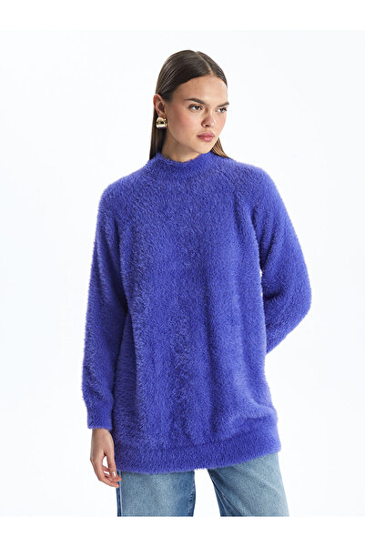 LC Waikiki Mor Dik Yaka Kadın Pelüş Triko Tunik