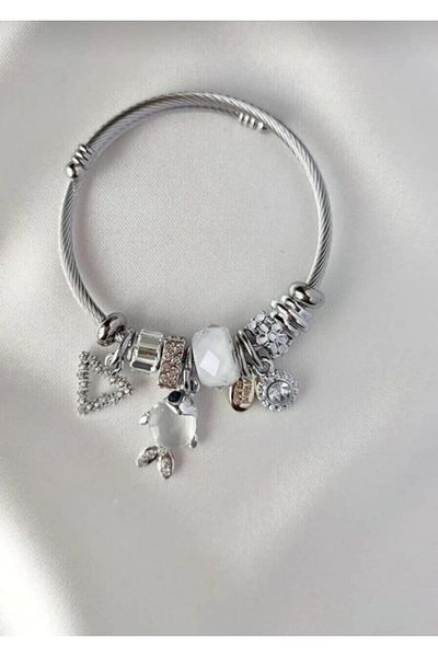 AseLJewellery Fish Charm Steel Bracelet White-Pink-Green-Blue