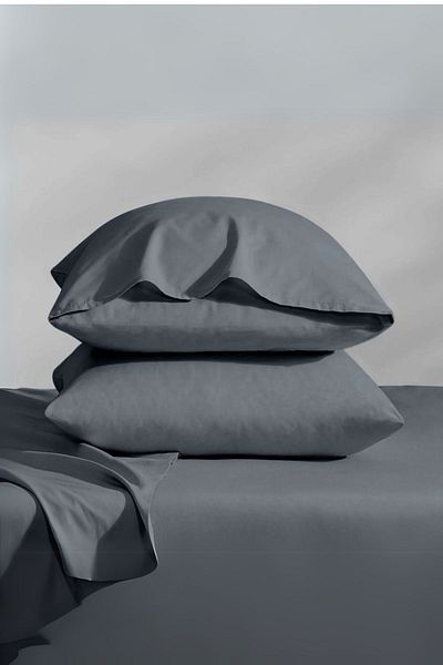 Salvia Dione Set of 2 Dark Gray Cotton Pillowcases - 50X70