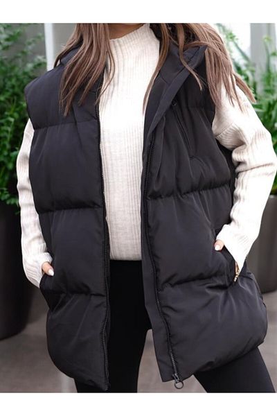 Flow Mi̇sseale Black Hooded Vest