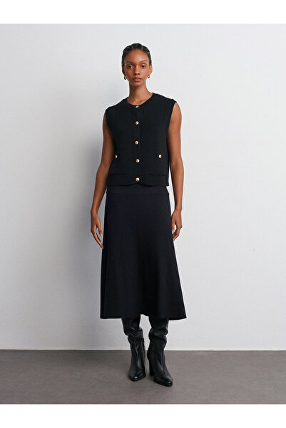 Dilvin 80390 Thessaloniki Midi Skirt-Black