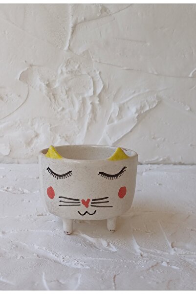 Mole Ceramic Kedi Figürlü Kaktüs Saksı