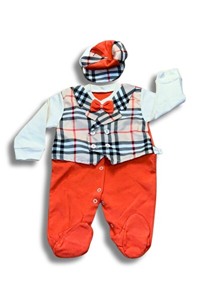 YusGos Baby Boy Romper with Checkered Bow Tie Hat
